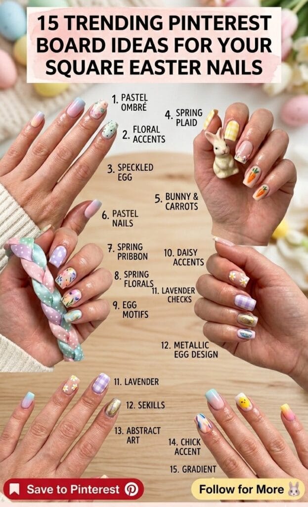 Trending Pinterest Board Ideas for Your Square Easter Nails