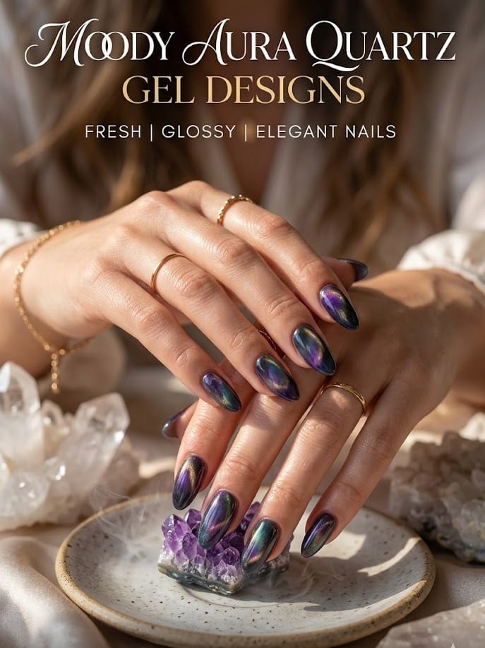Moody Aura Quartz Gel Designs Nails